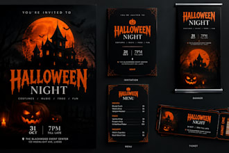 design spooky halloween flyer poster invitation banner menu and ticket