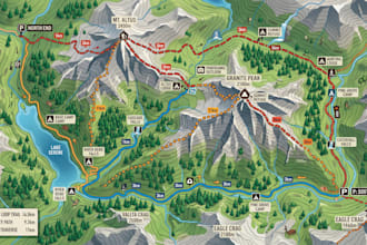design custom hiking map, trail map, park and outdoor maps