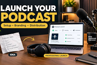 launch your podcast from scratch with setup, branding and distribution