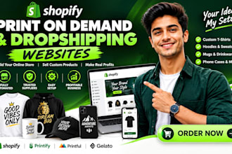 build shopify dropshipping print on demand store with printful