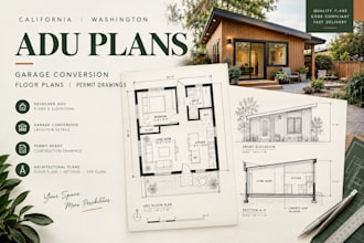 draw california washington adu garage  and permit plans