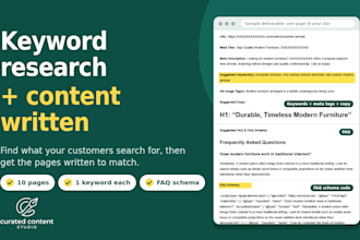 do keyword research and write SEO website copy with faq schema