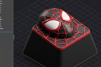 design custom artisan keycap, spider and travis scott keycaps and 3d model