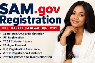 sam gov registration uei cage code samgov renewal service 8a wosb samgov