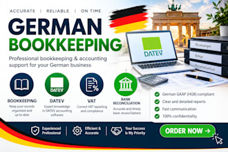 do german bookkeeping, datev, vat and bank reconciliation