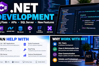 develop or fix applications, apis, and sql databases