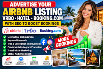 advertise your airbnb listing vrbo hotel booking with SEO rank to boost booking