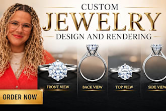 create custom jewelry cad design, 3d jewelry modeling and realistic 3d rendering