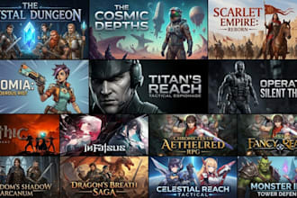 design steam capsule cover art, logo and banner background art for horror art