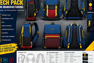create a bag, backpack tech pack for you manufacturing