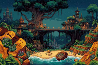 create pixel art game backgrounds, parallax and side scroller environment