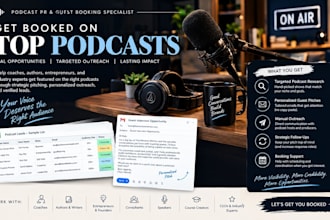 get you booked on business, author coaching podcast outreach pr guest booking