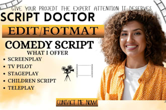 be your script doctor for screenplay, feature film, comedy, short film script