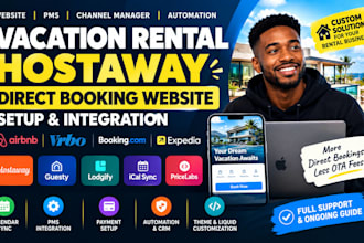 vacation rental hostaway direct booking website setup airbnb vrbo guesty lodgify