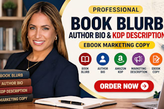 write book blurb writing author bio amazon kdp ebook marketing description write