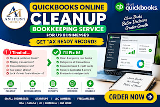 clean quickbooks online bookkeeping for USA firms and prepare tax ready records