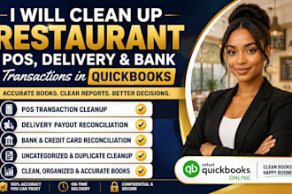 cleanup restaurant pos, delivery and bank transactions in quickbooks