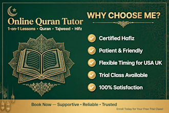teach online quran with tajweed as quran tutor