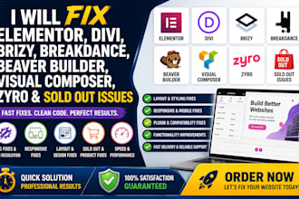 fix elementor divi brizy breakdance beaver builder visual composer zyro sold out