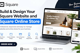 build and design business square website, square online store, square website
