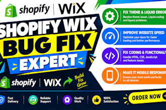 fix ecommerce shopify wix website bug fix speed liquid coding theme error issues