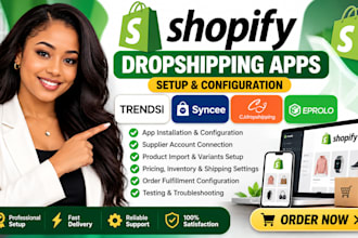 setup shopify dropshipping apps trendsi syncee cjdropshipping eprolo