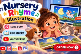 illustrate nursery rhyme childrens song book and youtube kids story artwork