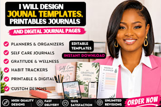 design journal templates, printable journals and digital journal pages