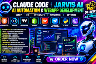setup claude code tradiview shopify whop jarvisai webapp telegram bot or userbot