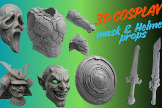 design wearable 3d cosplay armor helmet mask sword and props for 3d printing