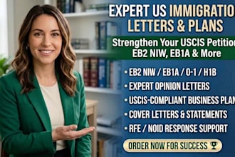 prepare eb2niw eb1a expert opinion letters and business plans for uscis petition