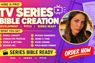 create a cinematic series bible tv show pitch bible, tv series film presentation