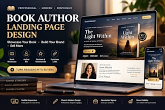 design a professional book author landing page or author website