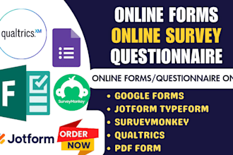 setup form or questionnaire design on jotform, surveymonkey or qualtrics