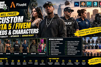 do custom gta 5 fivem ped character, addon ped, clothing, animal ped and props