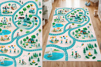 design kids play rug children playmat picnic rug design, tabletop game mat