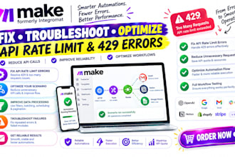 fix make com api rate limit 429 too many request errors and optimize automation
