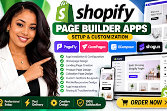 setup shopify page builder apps pagefly gemoages ecomposer shogun