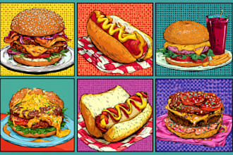 illustration of food pop art