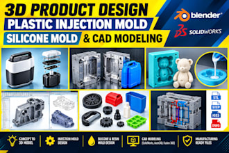 injection mold plastic mold design 3d cad design product design for 3d printing
