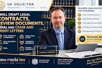 draft legal contracts, review documents, ndas and cease and desist letters