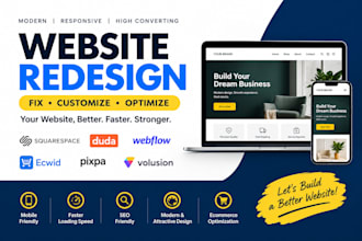 fix redesign customize squarespace duda pixpa volusion webflow ecwid websites