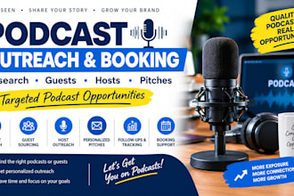 do podcast outreach, research, guest booking and host outreach