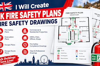 create UK fire safety plan, fire evacuation plan, emergency exit, fire sprinkler