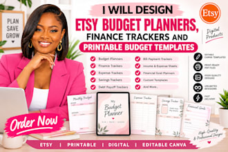 design etsy budget planners finance trackers  and printable budget templates