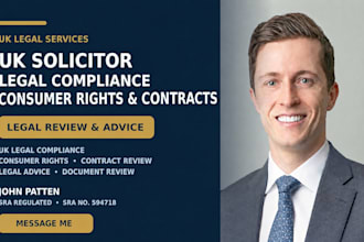 provide UK solicitor legal compliance, consumer rights and contract review