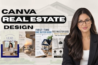 design professional canva real estate brochure, flyer, guide, banner