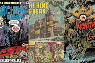 do 70s 80s dark art horror vintage retro poster horror comic movie music poster