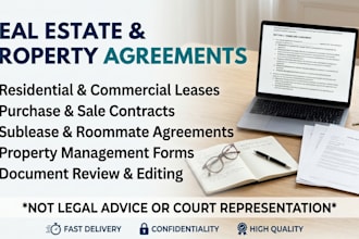draft and review real estate agreements, lease contracts, and property documents