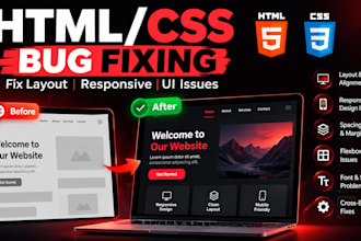 fix HTML CSS bugs and responsive website issues